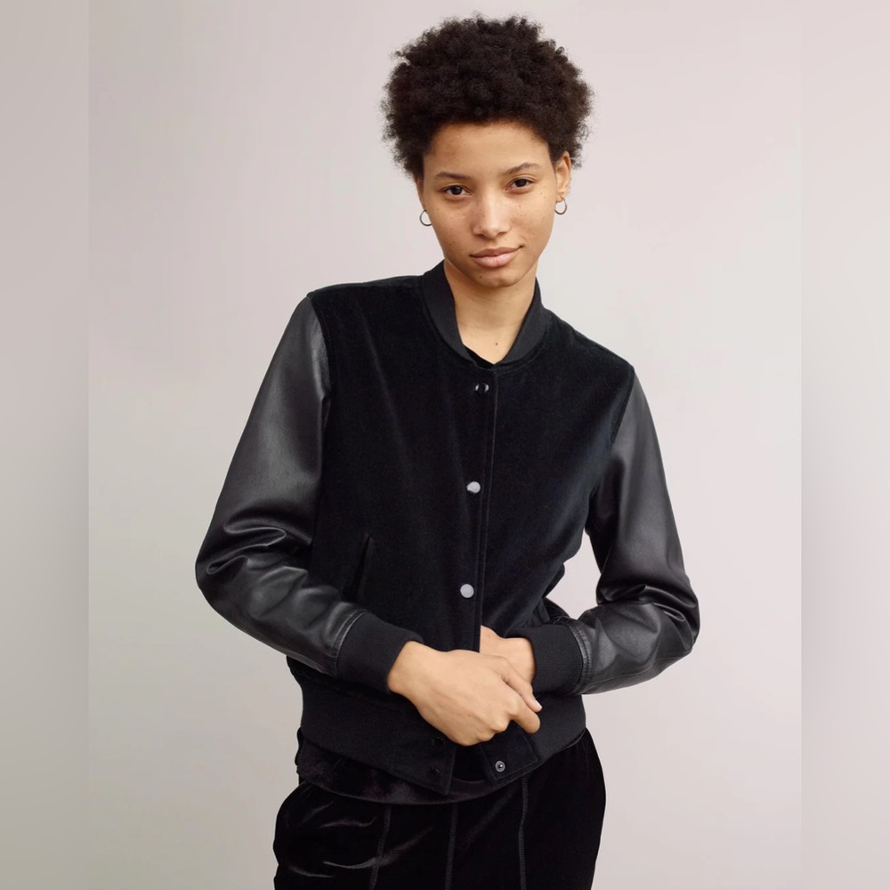 ASOS - Velvet and leather college jacket‎